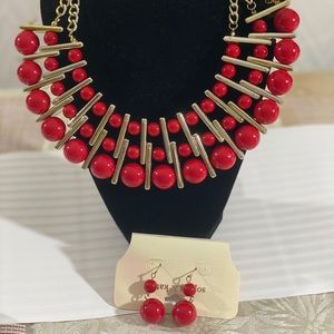 Semi-circle Multilayered bold red costume jewelry
